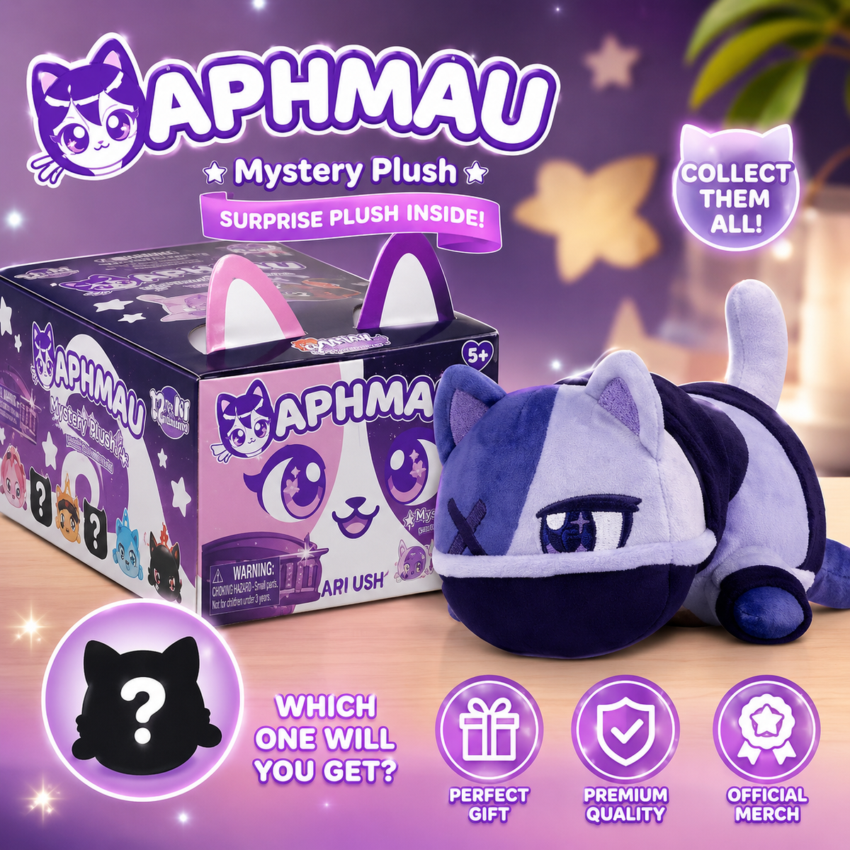 2026 Aphmau Mystreet Series Meemeows Plush "Zane Cat"- NEW!! opened to reveal