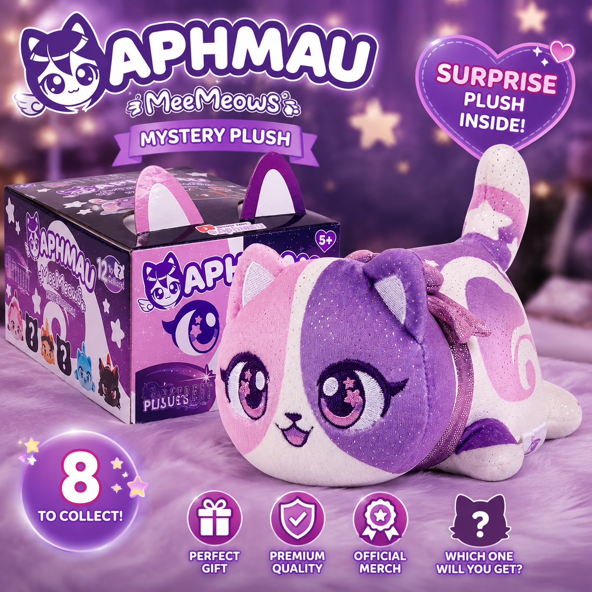 2026 Aphmau Mystreet Series Meemeows Plush "Aphmau Cat"- NEW!! opened to reveal