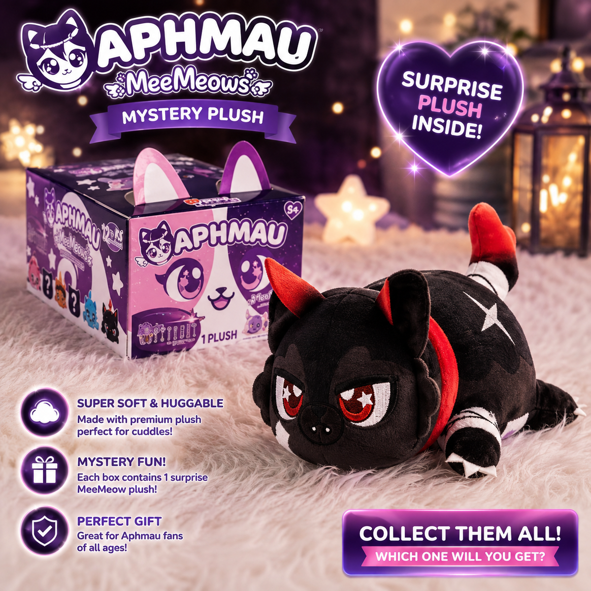 2026 Aphmau Mystreet Series Meemeows Plush "Aaron Cat"- NEW!! opened to reveal