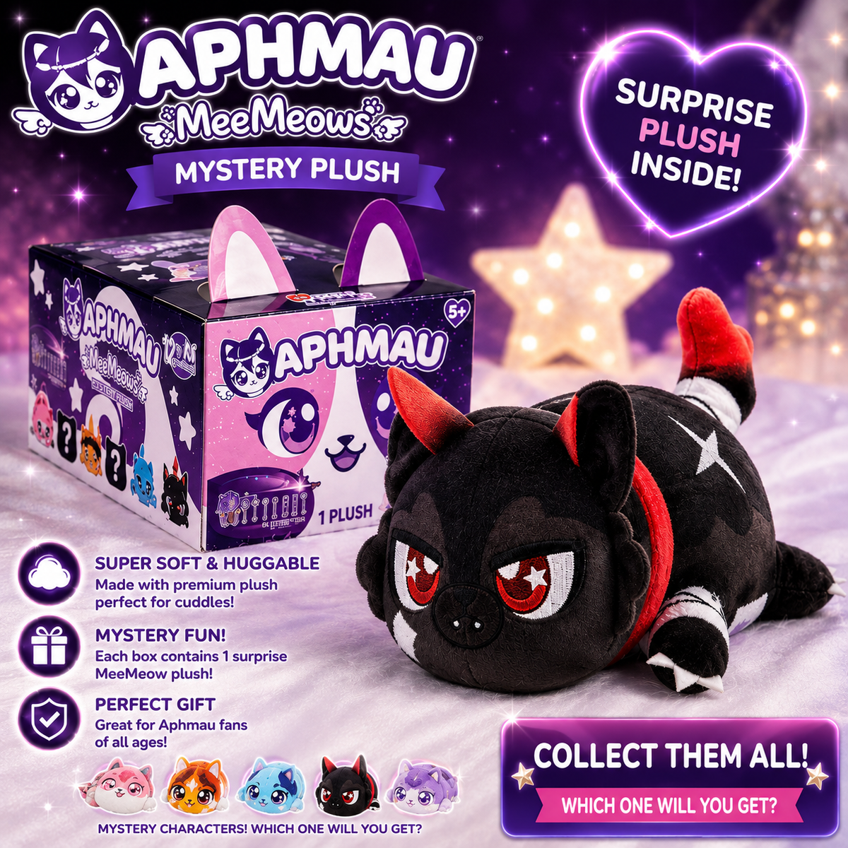 2026 Aphmau Mystreet Series Meemeows Plush "Aaron Cat"- NEW!! opened to reveal