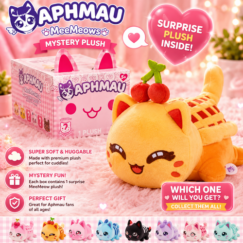 2026 Aphmau Bakery Series Meemeows Plush "Cherry Pie Cat"- NEW! opened to reveal