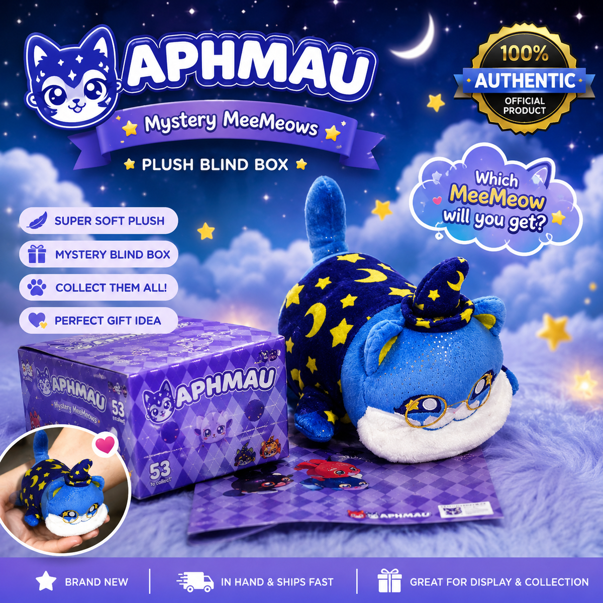 Aphmau Meemeows Plush/Royals/Wiward/w/Box