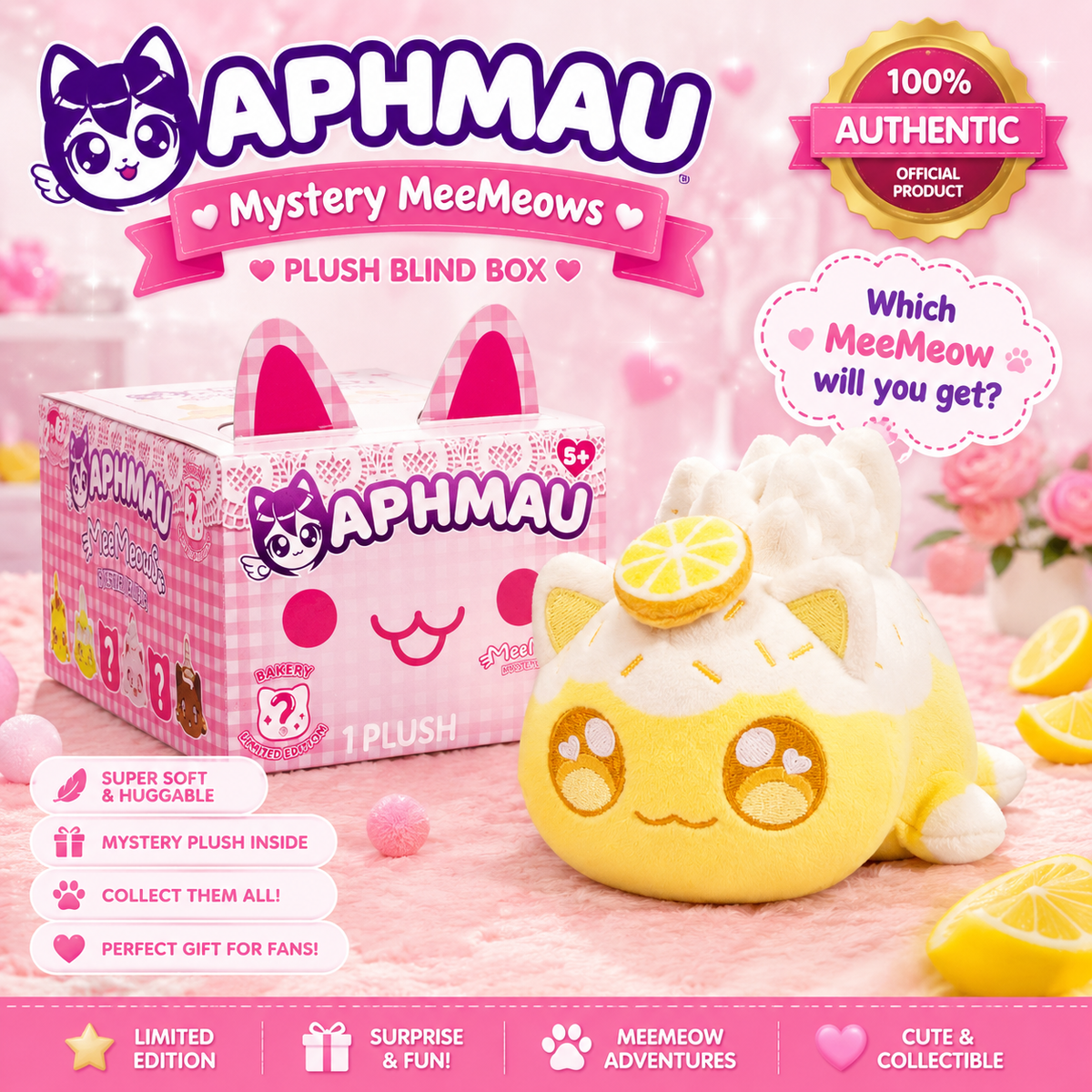 2026 Aphmau Bakery Series Meemeows "Lemon Meringue Cat"- NEW!! opened to reveal