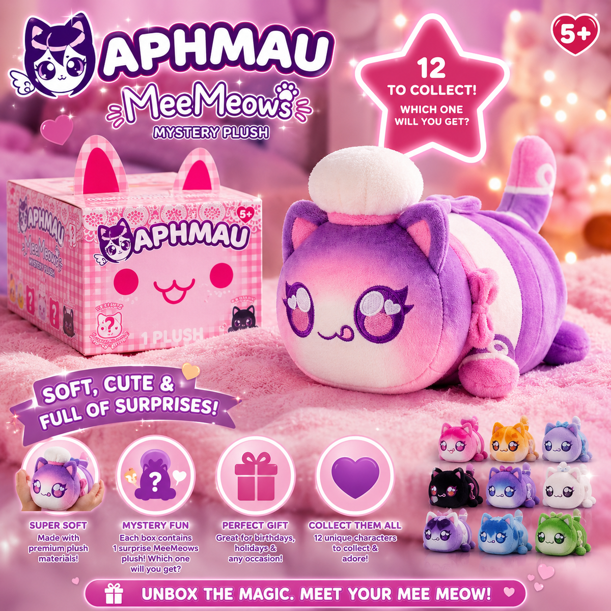 2026 Aphmau Bakery Series Meemeows Plush "Baker Cat"- NEW!! opened to reveal