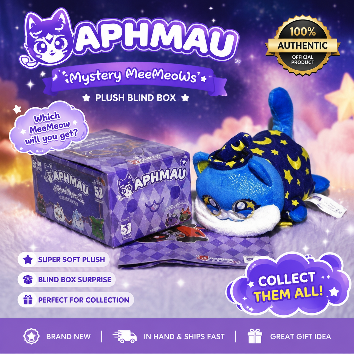 Aphmau Meemeows Plush/Royals/Wiward/w/Box