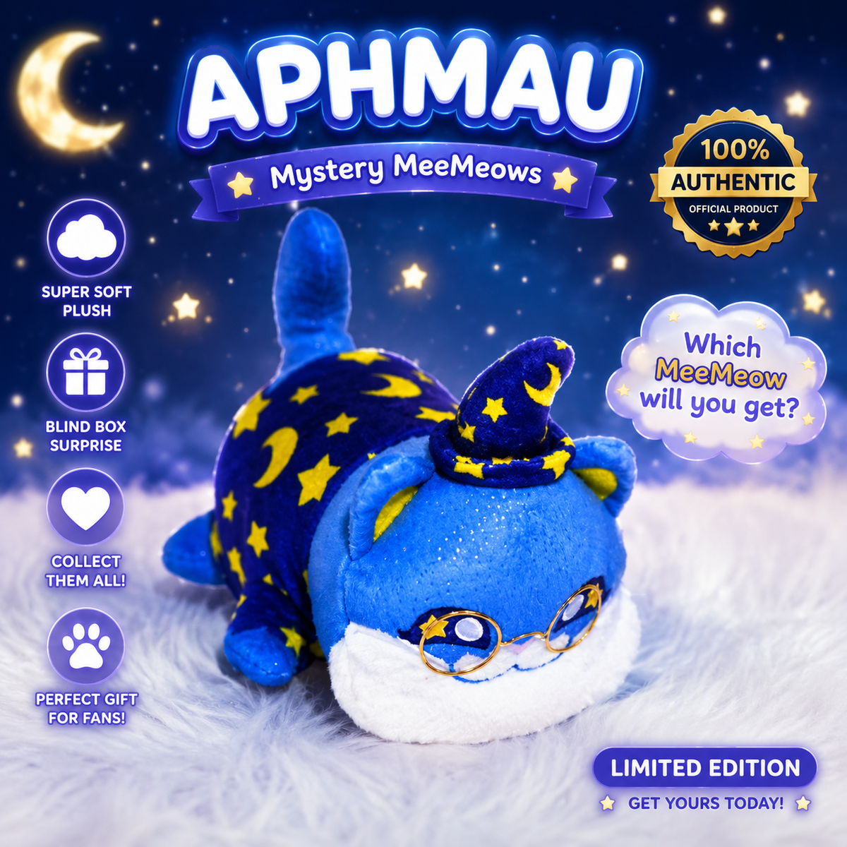 Aphmau Meemeows Plush/Royals/Wiward/w/Box