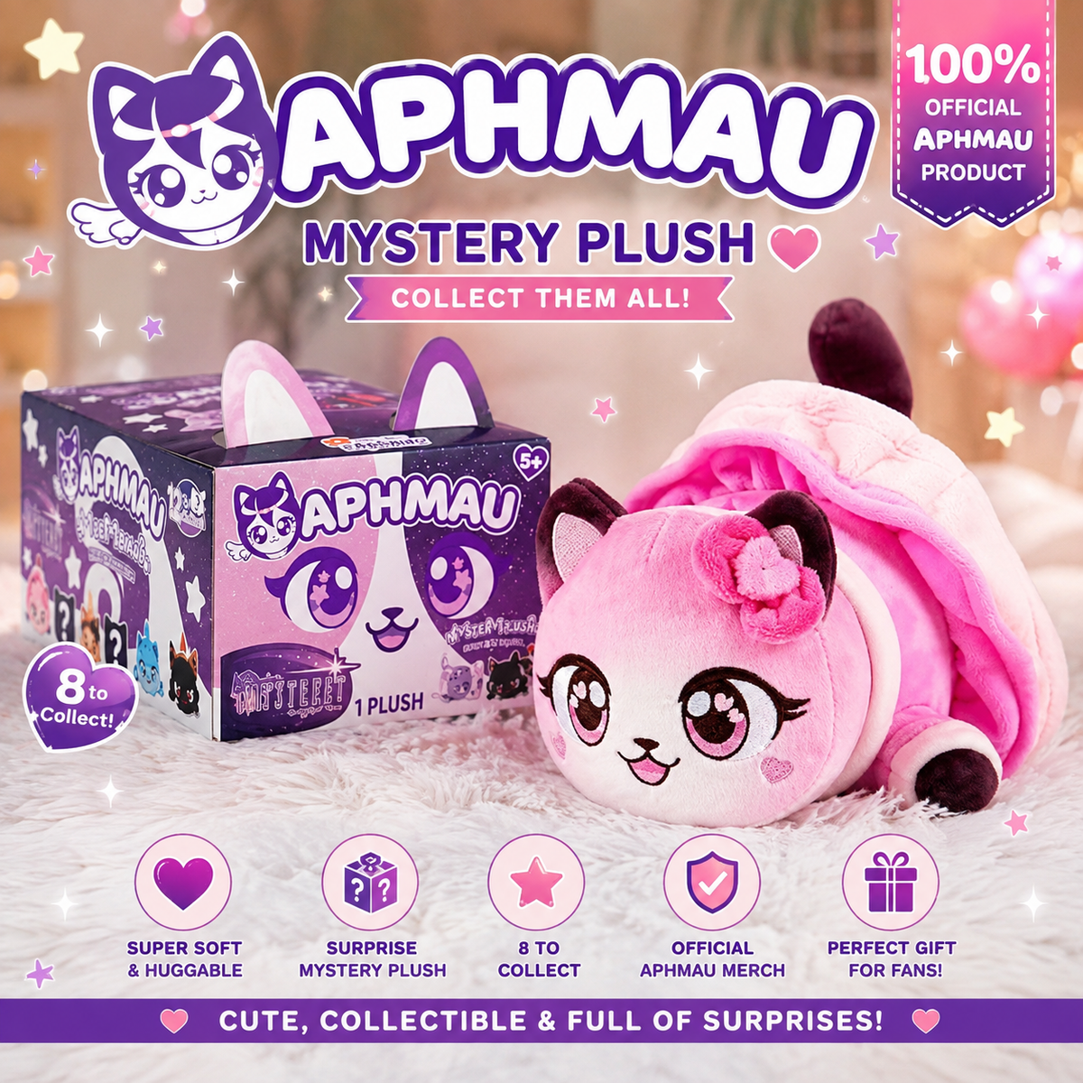 2026 Aphmau Mystreet Series Meemeows Plush "KC Cat"- NEW!! opened to reveal
