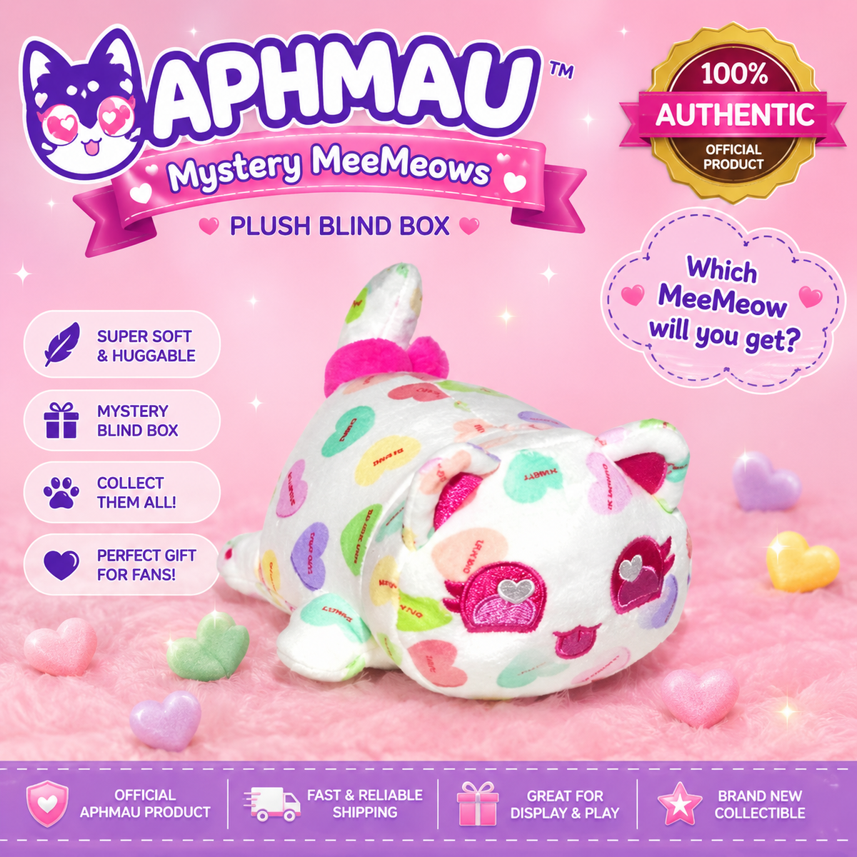Aphmau MeeMeow 6" Plush/ Valentines/ Love Edition/ Candy Hearts