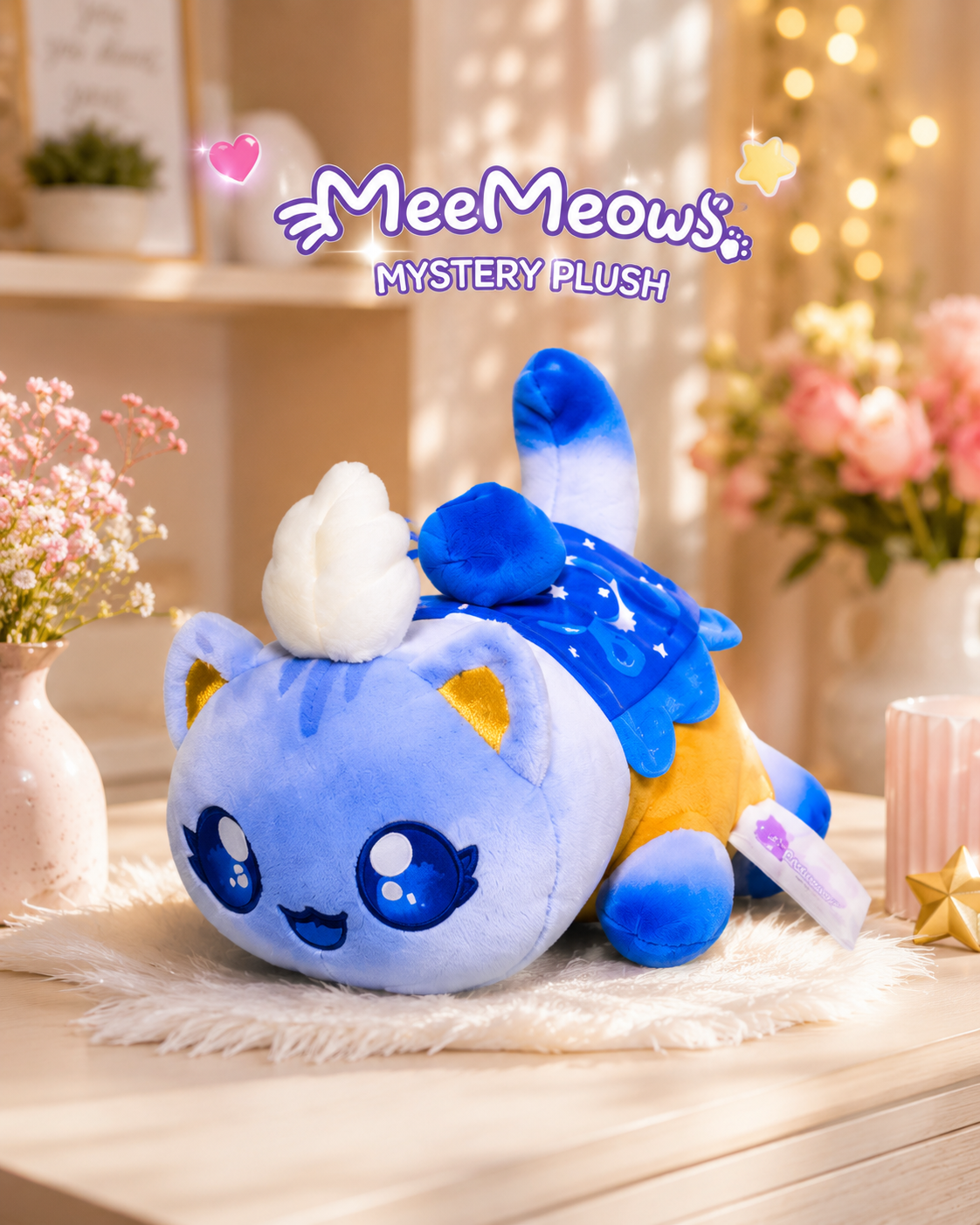 Aphmau Meemeows Plush Blue cape/blanket featuring stars and moons